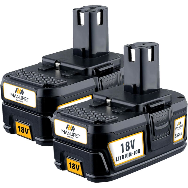 Pdstation - 2Pack 5500Ah 18V Li-ion Remplacement pour Batterie Ryobi P108 P107 P106 P105 P104 P103 P109 Remplacer pour Batterie Ryobi 18V Outils
