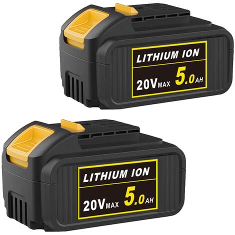 TEETOK 2Pack DCB184 18V/20V MAX XR 5.0Ah Li-ion Replacement Battery for Dewalt 18V Batteries Compatible for Dewalt DCB200 DCB180 DCB181 DCB182 DCB184 DCB201，Compatible with Dewalt Tool and Charger