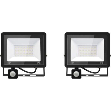 2PACK - Projecteur LED détecteur de mouvement 50W,5000LM Projecteur LED Exterieur Avec Detecteur Blanc Chaud(3000K) Imperméable IP66 Projecteur LED exterieur de sécurité pour, garage, couloir