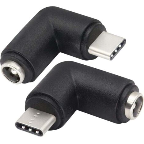 (2Pack/Type C)90 Degrés Type C USB Mâle vers DC 5.5x2.1mm Connecteur Femelle DC Barrel Jack Adaptateur Secteur Type C Connecteur USB 5V pour Dispositif de Chargement USB de Type C