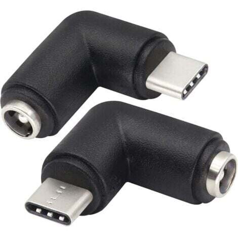 (2Pack/Type C)90 Degrés Type C USB Mâle vers DC 5.5x2.1mm Connecteur Femelle DC Barrel Jack Adaptateur Secteur Type C Connecteur USB 5V pour Dispositif de Chargement USB de Type C