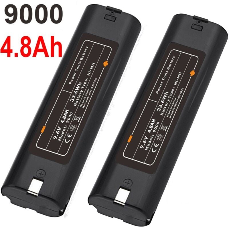 2Packs 9.6V 4.8Ah Ni-MH Batterie Remplacement pour Batterie Makita 9000, 9001, 9002, 9033, 9600, 191681-2,192533-0, 632007-4