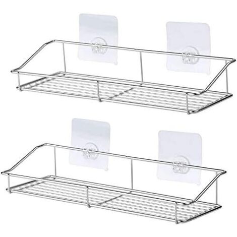 2Packs sans Perçage étagère de Douche - Acier Inoxydable 304 Etagère Adhésive pour Salle de Bain, Caddy pour Shampooing Panier de Rangement de Cuisine-Fei Yu