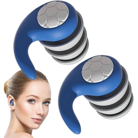 2pairs Bleu S/l-bouchons D'oreille Anti-bruit  Bouchons D'oreille Silencieux Tanches  Bouchons D'oreille Rutilisables Avec Bote En Silicone Troi