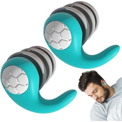 2pairs Cyan Bleu S/l-bouchons D'oreille Anti-bruit  Bouchons D'oreille Silencieux Tanches  Bouchons D'oreille Rutilisables Avec Bote En Silicone