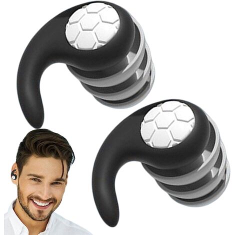 2pairs Noir S/l-bouchons D'oreille Anti-bruit  Bouchons D'oreille Silencieux Tanches  Bouchons D'oreille Rutilisables Avec Bote En Silicone Troi