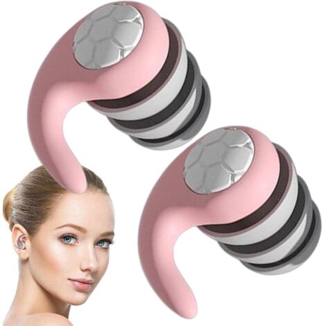 2pairs Rose S/l-bouchons D'oreille Anti-bruit  Bouchons D'oreille Silencieux Tanches  Bouchons D'oreille Rutilisables Avec Bote En Silicone Troi