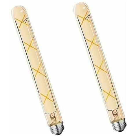 JALLERIA 2Paquets E27 T30 Ampoule à Filament LED 8W Verre Ambré Blanc Chaud Tubede Lumière(Équivalent à une Lampe Halogène 70W)700LM Lampes à Économie D'énergie Vintage E27,300mm