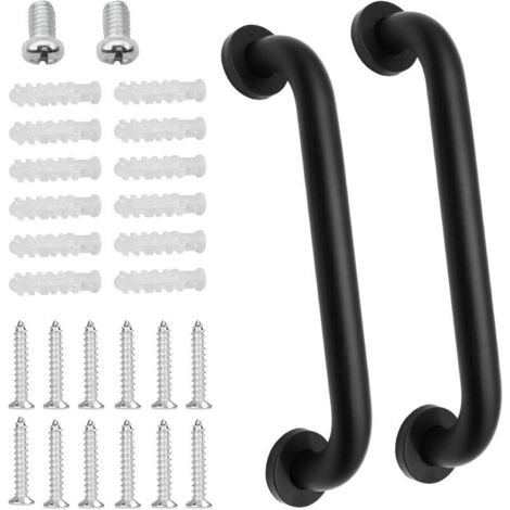 2pc Barre D'appui Salle de Bain, 30cm Antidérapante en Acier Inox Barre D'appui de Sécurité Noir Huilé Main Courante pour Baignoire WC Cuisine Chambre Douche, Vis Dissimulée Fixation murale