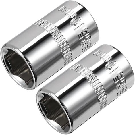 2pc Carré entraînement 1/4" 10mm Cr-V 6 points douille