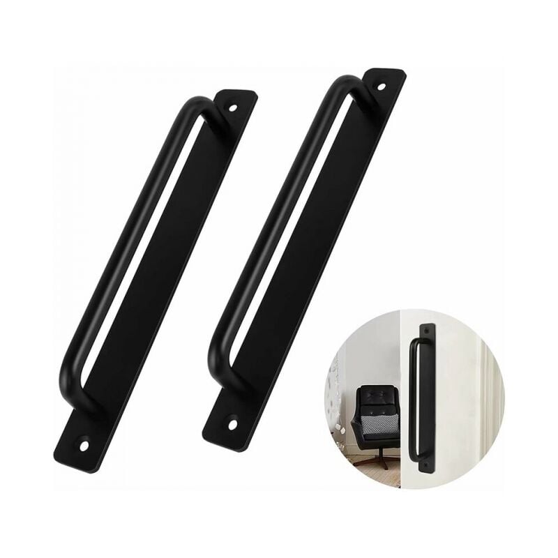 Serbia - 2pc De Porte 2pcs Poignée De Porte Noire En Alliage D'aluminium Poignée De Porte Coulissante Lourde Pour Grange Armoire Placard , Noir,