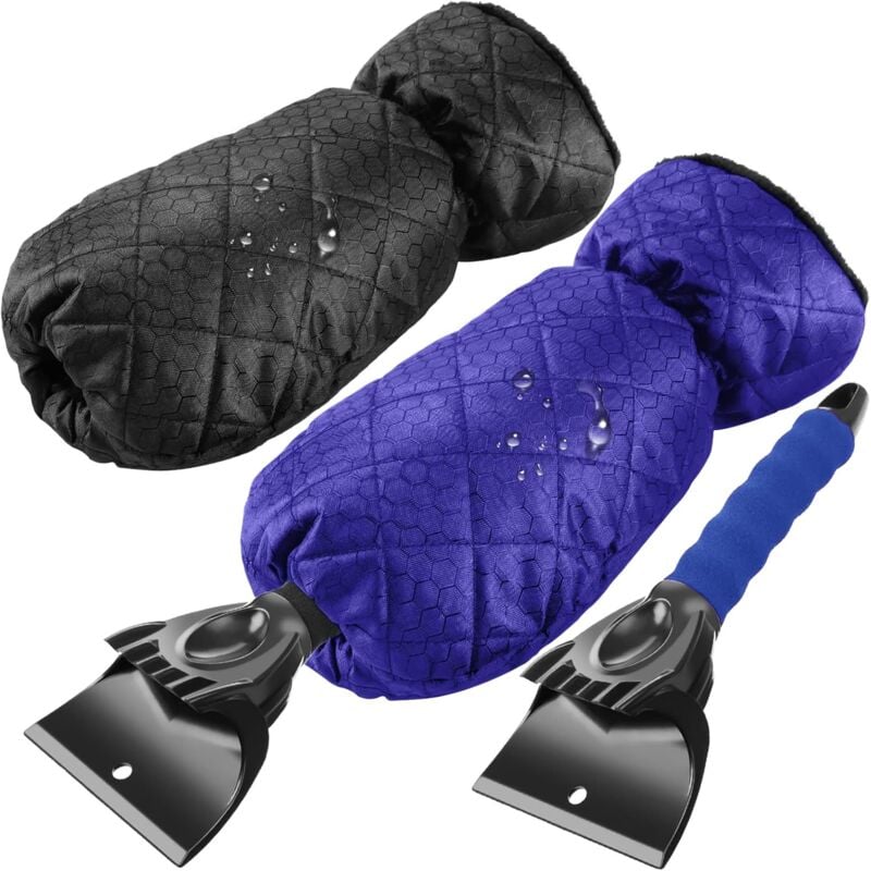 2pc grattoir Glace Voiture avec Gant Grattoir Pare Brise Voiture Grattoir Voiture, Hiver Grattoir à Glace Neige Grattoir à Glace avec Gant Gratte