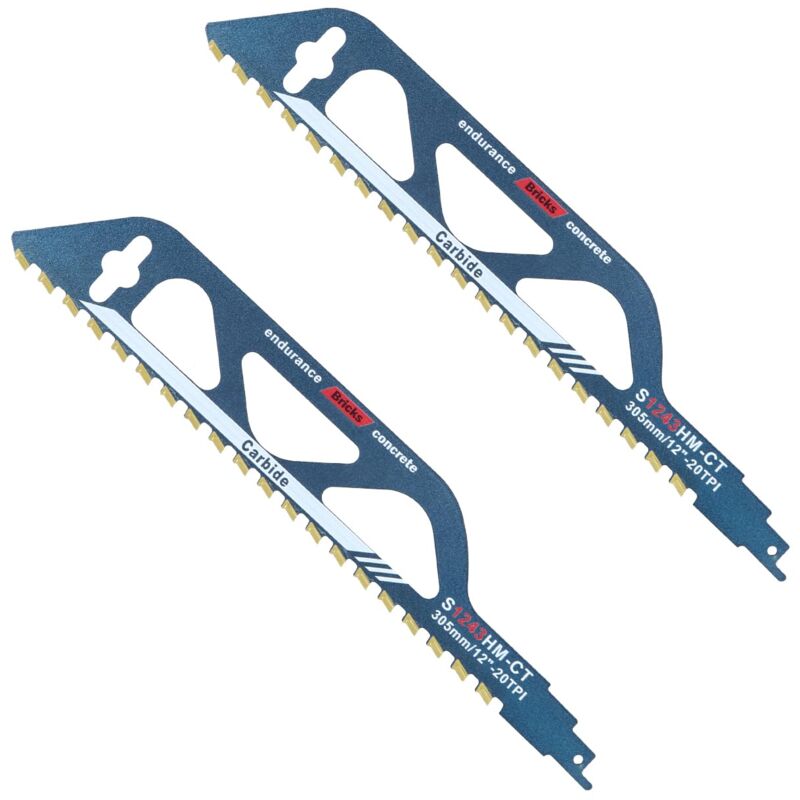 2PC Lame de scie sabre, 305 mm Lame Scie Sabre Brique, Scie Sabre Parkside pour Bois, Métal,Parpaing Beton Cellulaire et brique, Lame Scie Sabre