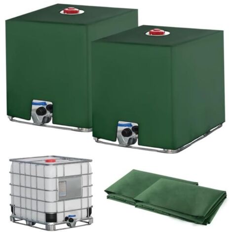 2PC pour Cuve IBC 1000L, Recuperateur d Eau de Pluie, Anti-UV Anti- Reservoir d\'eau, 1000l, 116 x 100 x 120 cm, Vert