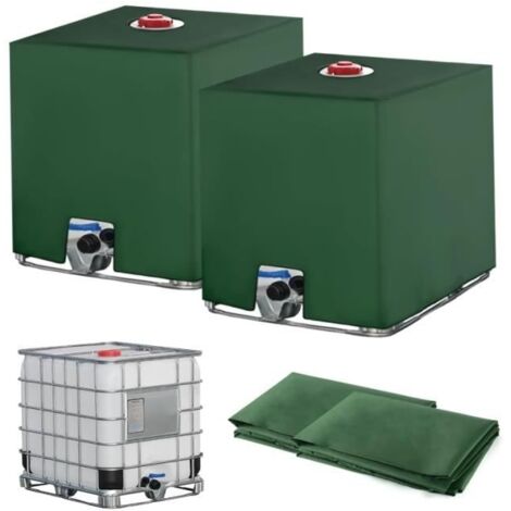 2PC pour Cuve IBC 1000L, Recuperateur d Eau de Pluie, Anti-UV Anti- Reservoir d'eau, 1000l, 116 x 100 x 120 cm, Vert