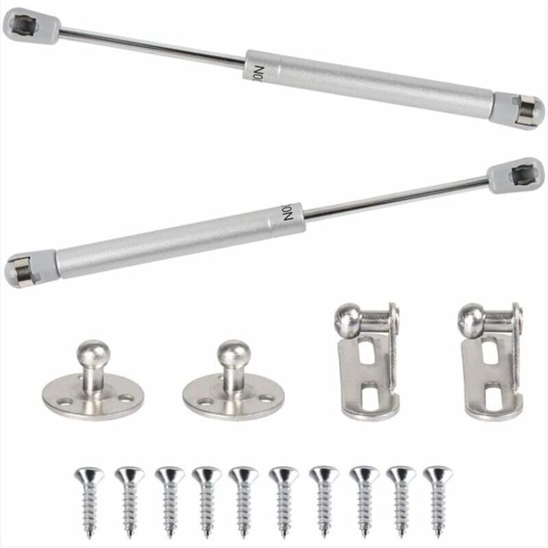 Linghhang - 2Pcs 100N Hydraulic Gas Struts, Pneumatic Arm Lift Gas Shocks, 90 Degree Cabinet Door Hinges with Screws for Easy Opening Kitchen