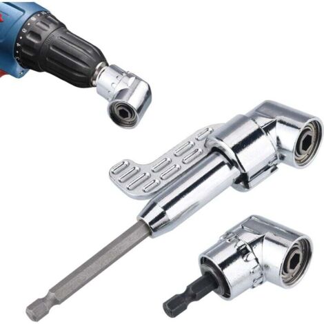2PCS 105° 1/4 Pouce Adaptateur pour Perceuse à Angle Droit avec Tournevis à Tige Hexagonal Perceuse de Extension, Support de Bit, Tournevis à Angle Droit Attaché au Support de Bit Magnétique