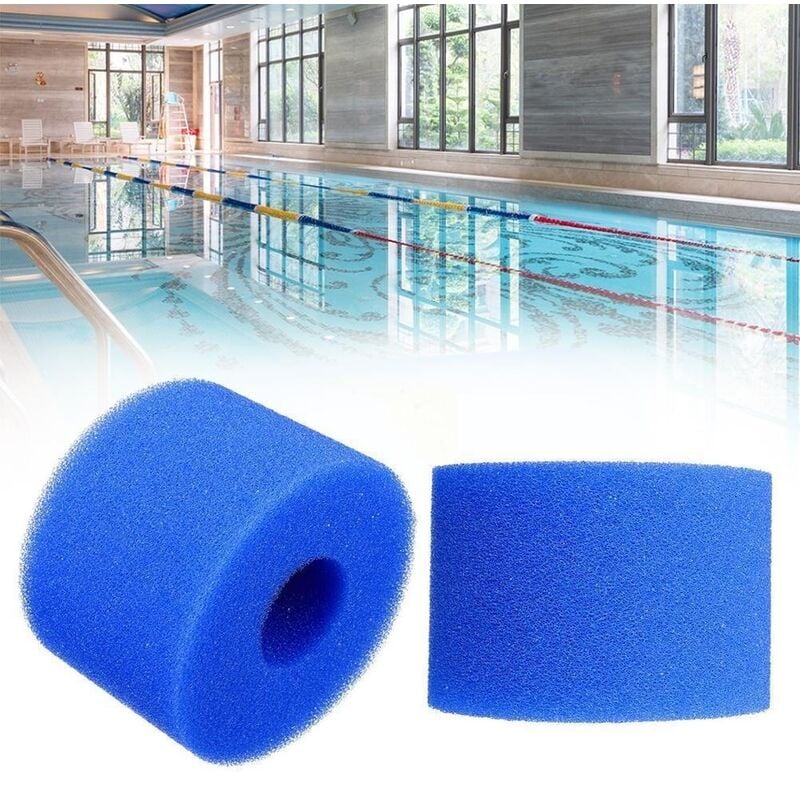 2pcs 108 x 40 x 73mm réutilisable piscine lavable filtre éponge bleue éponge de nettoyage colonne piscine filtre coton - blue