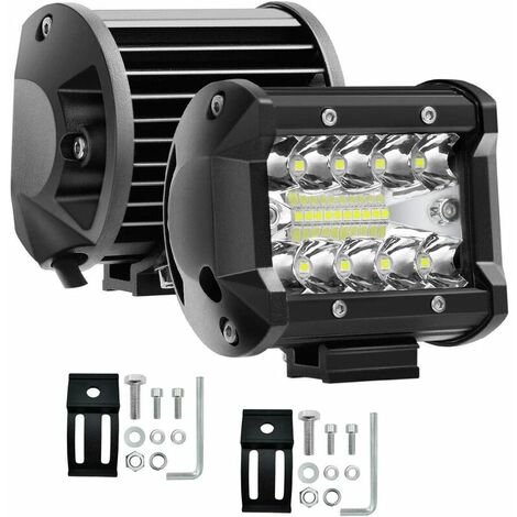 2pcs 10.8cm 60W Triple Rangée LED Barre Lumineuse LED Barre Lumineuse Combo Faisceau Inondation DC 12V-24V 6000K pour Véhicule Tout-Terrain 4x4 ATV Utv (3 Rangée 4 pouces 60w)