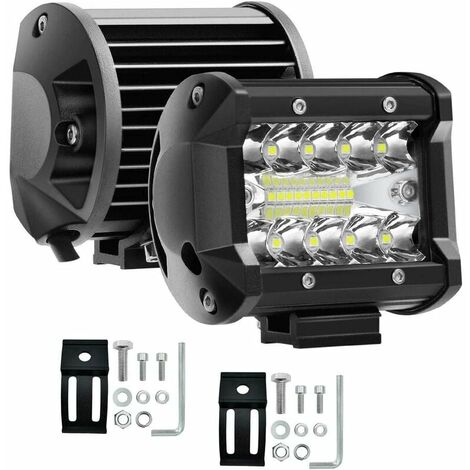 2pcs 10.8cm 60W Triple Rangée LED Barre Lumineuse LED Barre Lumineuse Combo Faisceau Inondation DC 12V-24V 6000K pour Véhicule Tout-Terrain 4x4 ATV Utv (3 Rangée 4 pouces 60w)