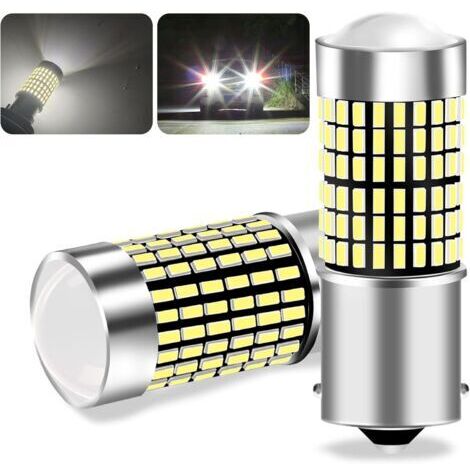 2PCS 1156 BA15S P21W Ampoule LED, Ampoule voiture blanche 144 LED, super lumineuse étanche Convient pour les feux de recul