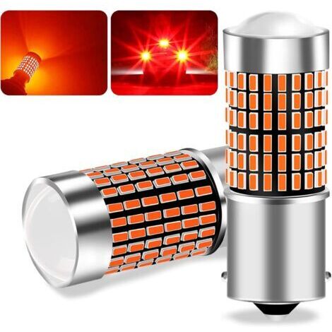2PCS 1156 BA15S P21W Ampoule LED, Ampoule voiture rouge 144 LED, super lumineuse étanche Convient pour les feux de recul