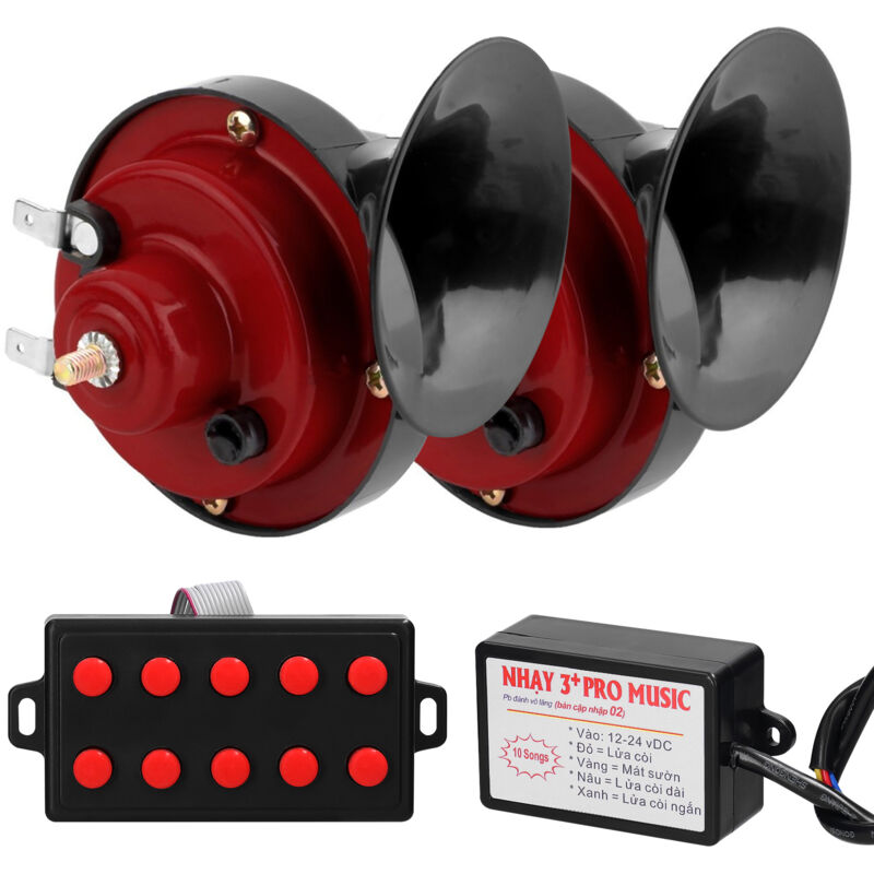 Lifcausal - Lot de 2 klaxons universels à double ton 12 v pour voiture et moto, klaxon à air puissant et électrique, klaxon d'escargot étanche,