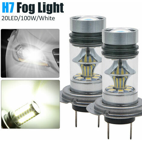 2pcs 12V H7 100W LED Fog Tail Conduite Phare Lampe de Voiture Super Blanche