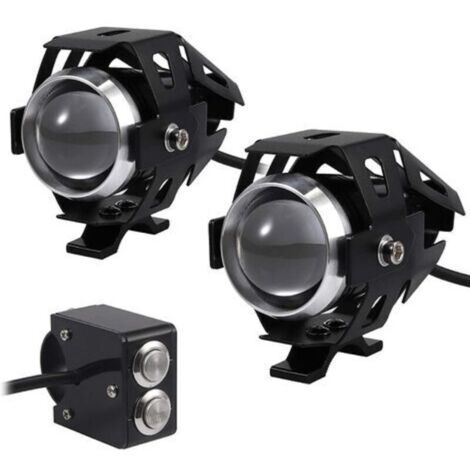 2pcs 15W Phare Moto Feux Additionnels LED Phares Avant Moto Anti Brouillard Projecteur Spot LED Moto 3000LM U5 Etanche 12-24V pour Moto Quad Scooter - avec Interrupteur