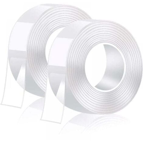 2pcs 1mm Thickness Super Strong Double Sided Tape 3mx2cm Washable Transparent Nano Double Sided Tape Multifunctional Reusable MUMU