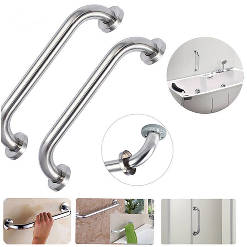 2pcs 20 cm Barre d'Appui Douche Poignée de Baignoire en Acier InoxydableBarres Porte-Serviettes Poignée de Douche Barres de Sécurité Murale pour