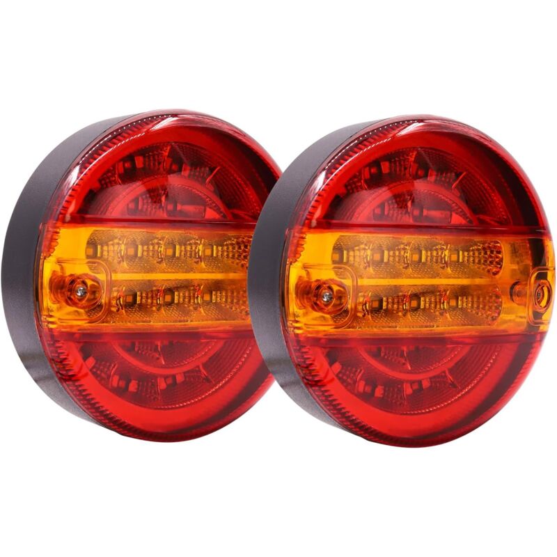 2PCS 20 LED Feux Arrière de Remorque,12V Feux Arrière de Camion Hamburger Rond Feux Remorque LED Feu Stop de Frein,Lampe Indicateur de Clignotant