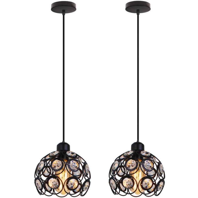 Norcks - 2PCS) Ø20CM Lustre Rétro Classique Suspension Luminaire Moderne Cristal Plafonnier Créative En Métal Pour Chambre Bar Bureau Noir