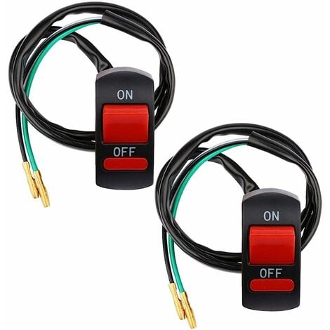 2pcs 22mm Interrupteur de Guidon,Commutateur de Guidon de Moto Démarreur Electrique Etanche Universel LED Phare on/Off