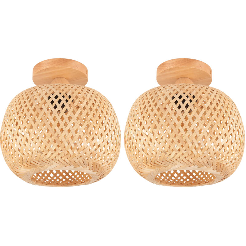 2PCS) 25CM Lampe De Plafond En Bambou Plafonnier Moderne Plafonnier Rétro Simple Luminaire Plafonnier Intérieur Pour Cuisine Couloir Salon Chambre