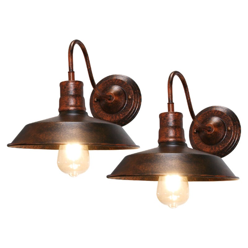 2PCS 26CM Lampe Murale Antique Applique Murale En Fer Et Métal, Applique Murale Rétro D'Intérieur Pour Café Loft Bureau