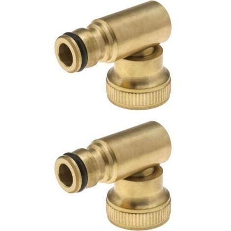 2pcs 3/4 Connecteur de Robinet de Tuyaux, Raccord à Prise Rapide Filetage Femelle Tournant en Laiton à 3/4 (Tournant Direction)