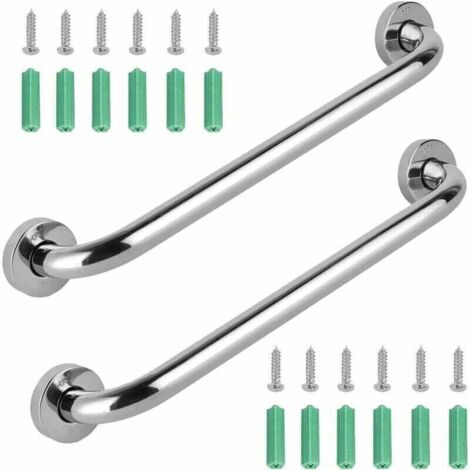 2pcs 30 cm Barre d’Appui de maintienDouche Poignée de Baignoire en Acier InoxydableBarres Porte-Serviettes Poignée de Douche Barres de Sécurité maintienMurale pour Enfants Enceintes Handicapés Personn