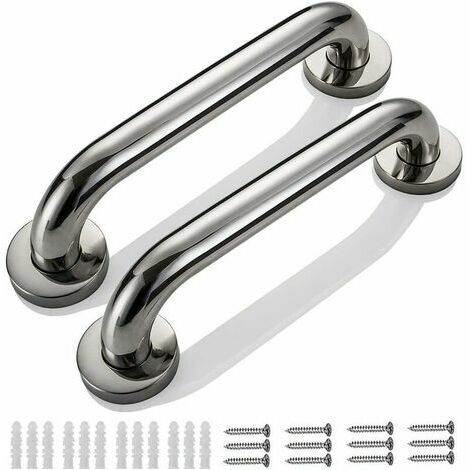 2pcs 30cm Barre d’appui de Salle de Bain Barres de Sécurité Murale pour Douche Poignée de Baignoire Porte-serviettes en Acier Inoxydable pour Enfants Femme Enceinte Handicapés Personnes Agées