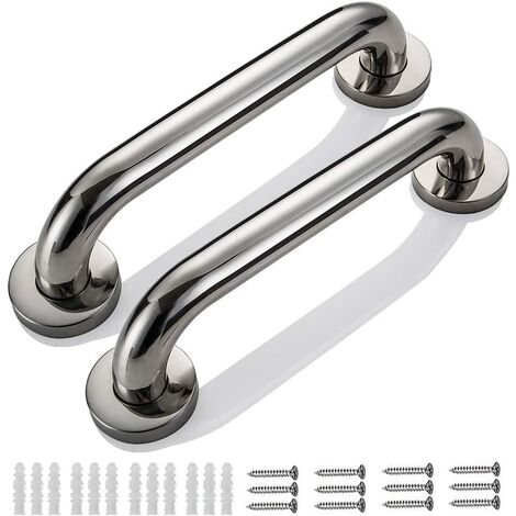 2pcs 30cm Barre d’appui de Salle de Bain Barres de Sécurité Murale pour Douche Poignée de Baignoire Porte-serviettes en Acier Inoxydable pour Enfants Femme Enceinte Handicapés Personnes Agées