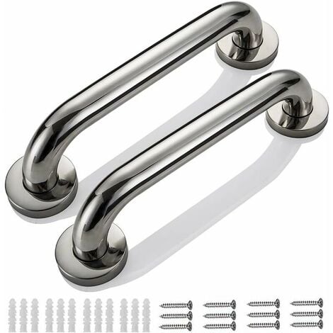 HOOPZI 2pcs 30cm Bathroom Grab Bar Wall Mounted Shower Safety Bars Bathtub Handle Stainless Steel Towel Rack for Children Pregnant Woman Disabled Elderly