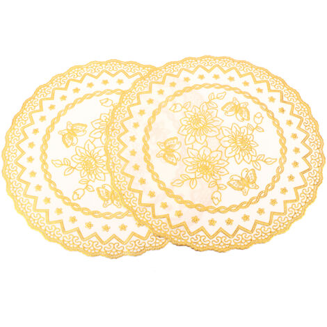 2PCS 30cmx30cm Table Mats Gold Dining Table Placemats for Wedding Party SuppliesStyle 03