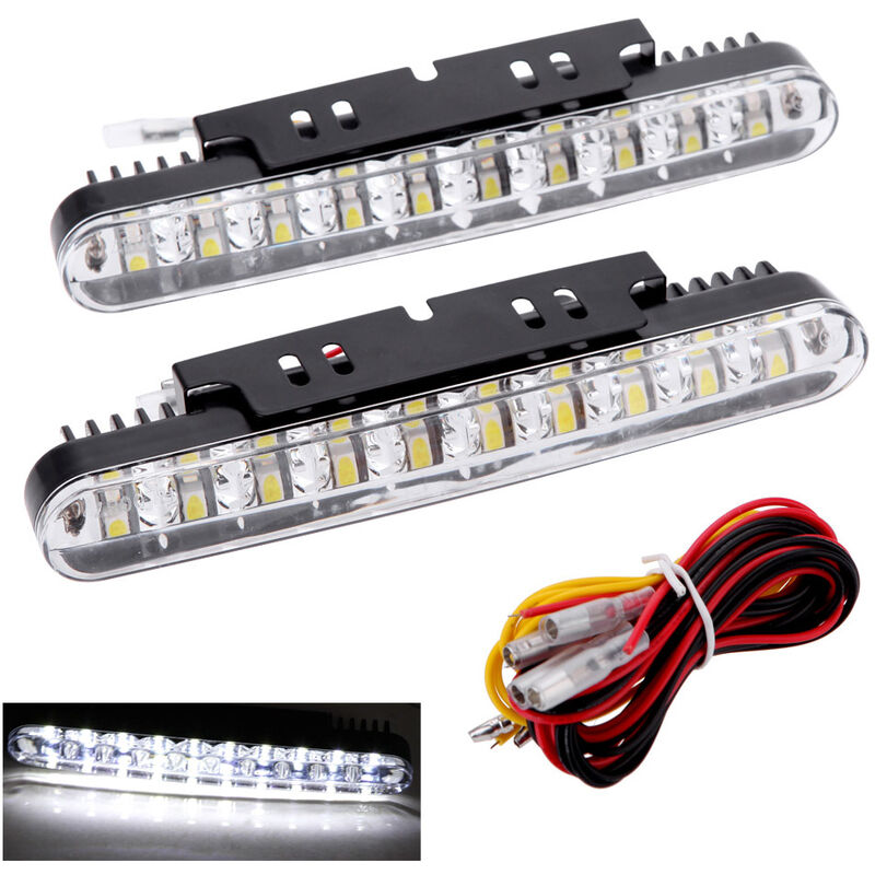 

Happyshopping - 2pcs 30LEDs Luz de circulacion diurna del coche Lampara de luz diurna DRL con luces indicadoras de senal de giro