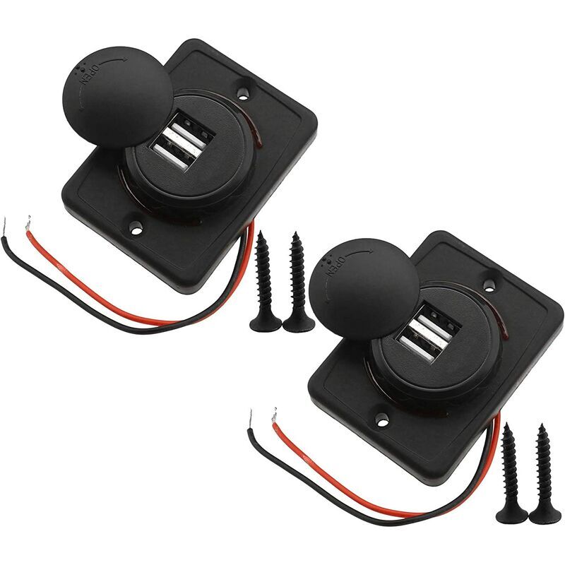 Fei Yu - 2pcs 3.1A Double Prise usb de Voiture Auto Câble Rouge Chargeur Socket 2 Adaptateur Port 12V-24V Charge Panneau de Chargement Connecteur