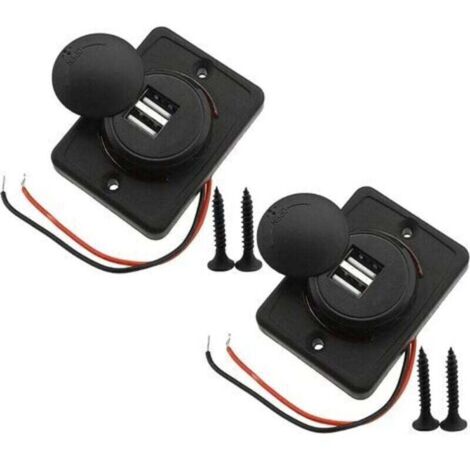 2pcs 3.1A Dual USB Car Plug Auto Cable Red Charger Socket 2 Port Adapter 12V-24V Charging Panel Connector