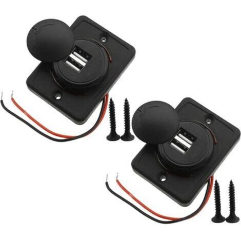 2pcs 3.1A Dual USB Car Plug Auto Cable Red Charger Socket 2 Port Adapter 12V-24V Charging Panel Connector