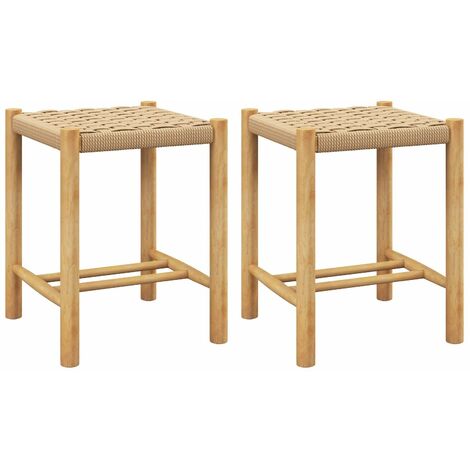 2Pcs 45cm Kitchen Dining Saddle Stool Chair Rubber Wood Rustic Backless Stool