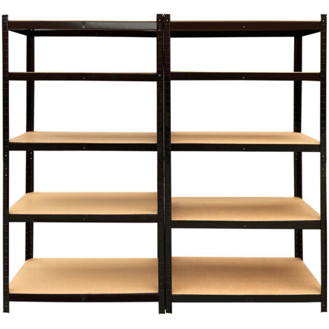 2PCS 5 Tier Garage Heavy Duty Bookcase Bookshelf Storage Shelves Metal Shelf