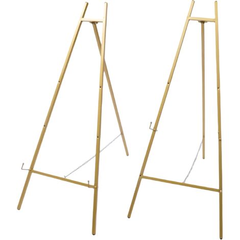 2PCS 50  118cm Gold Hochzeit Willkommen Display Staffelei, Eisen Staffelei Foto Poster Display Staffelei Große Hochzeit Staffelei Stativ Kunst Stand Portable Boden Stand Höhenverstellbar