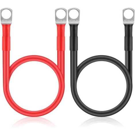 2pcs 50cm cables d'onduleur de Batterie, cable de Batterie Automatique 16mm2 6AWG avec cosses à Anneau Fil de cuivre pour Camion, Auto, Moto, Camping-Car, Marine, Solaire